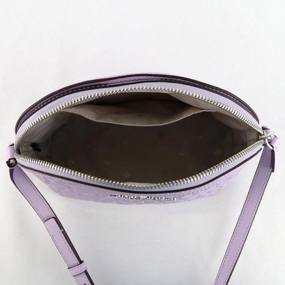 Kate Spade Light Frozen Lilac Holly Spade Clover Geo Embossed Leather Crossbody - Picture 4 of 4